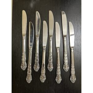Set of 8 National Nancy Stainless Japan‎ Ornate Table Knives Silverware Flatware
